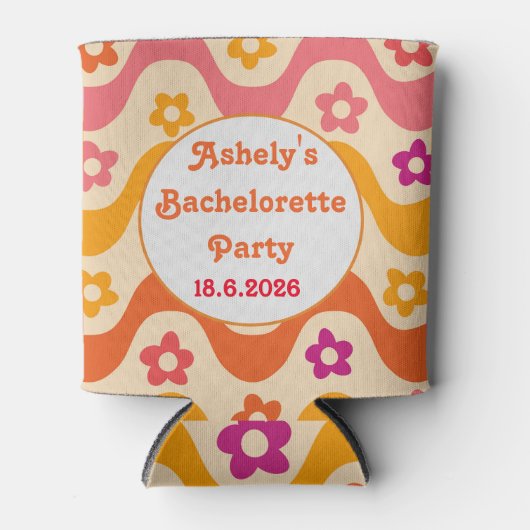 Verlobter Retro-70er Bachelorette Dosenkühler (Vorderseite)