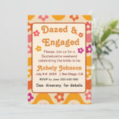 Verlobter Retro-70er-Junggeselinnen-Abschied Einladung (Stehend Vorderseite)