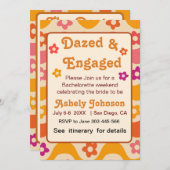 Verlobter Retro-70er-Junggeselinnen-Abschied Einladung (Vorne/Hinten)