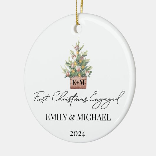 Verlobter Weihnachtsbaum Keramik Ornament (Links)