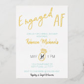 Verlobtes AF-Gold-Metallic-Script-Brautparty Folieneinladung (Vorderseite)