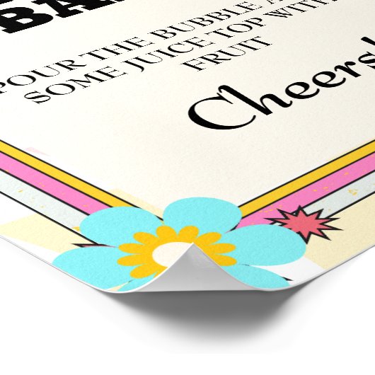 Verlobtes Bachelorette Mimosa Bar Table Sign Poster (Ecke)