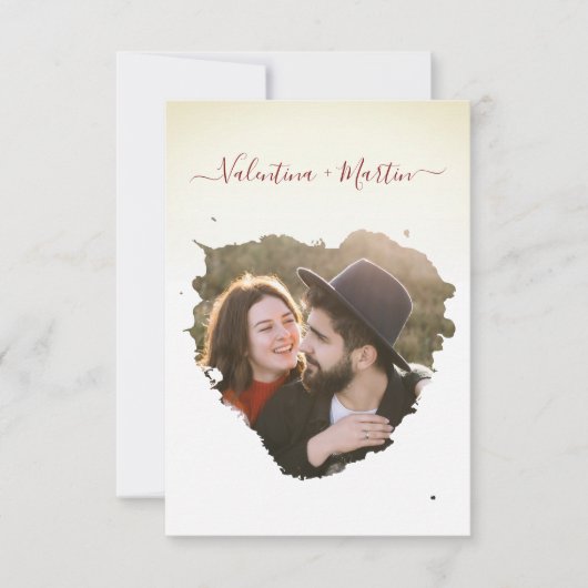 Verlobtes Couple Foto Simulated Brush Heart Weddin (Vorderseite)