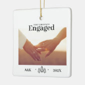 Verlobtes First Christmas Custom Foto Keramikornament (Links)