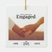 Verlobtes First Christmas Custom Foto Keramikornament (Rückseite)