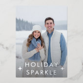 Verlobtes Foto Blue Folien Feiertagskarte (Vorderseite)