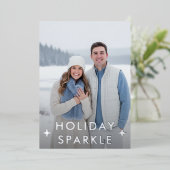 Verlobtes Foto Blue Folien Feiertagskarte (Stehend vorne)