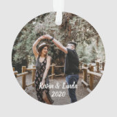 Verlobtes | Foto des erstes Weihnachten Ornament (Rückseite)