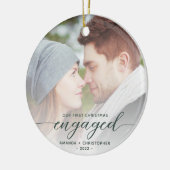 Verlobtes Foto Grün Modernes Drehbuch Keramik Ornament (Links)