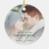 Verlobtes Foto Grün Modernes Drehbuch Keramik Ornament (Hinten)