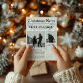 Verlobtes Foto in der Zeitung Feiertagskarte