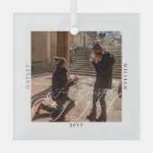 Verlobtes Foto Ornament Aus Glas (Vorderseite)