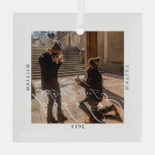 Verlobtes Foto Ornament Aus Glas (Rückseite)