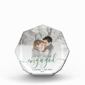 Verlobtes Foto Pine Green Script (Vorderseite)