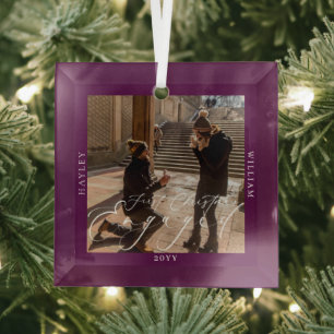 Verlobtes Foto Plane Ornament Aus Glas