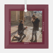 Verlobtes Foto  Port Wein Ornament Aus Glas (Vorderseite)
