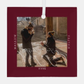 Verlobtes Foto  Port Wein Ornament Aus Glas (Rückseite)