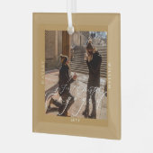 Verlobtes Foto Tan Ornament Aus Glas (Vorderseite links)