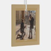 Verlobtes Foto Tan Ornament Aus Glas (Vorderseite Rechts)