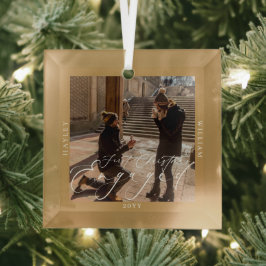 Verlobtes Foto Tan Ornament Aus Glas