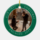 Verlobtes Foto zu Weihnachten Keepake Keramik Ornament (Hinten)