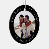 Verlobtes Foto zu Weihnachten Keepake Keramik Ornament (Rechts)