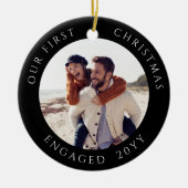 Verlobtes Foto zu Weihnachten Keepake Keramik Ornament (Vorne)