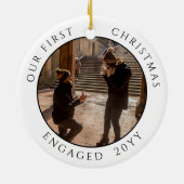 Verlobtes Foto zu Weihnachten Keepake Keramik Ornament (Hinten)