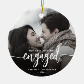 Verlobtes Foto zu Weihnachten Keramik Ornament (Vorne)