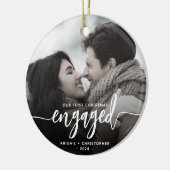 Verlobtes Foto zu Weihnachten Keramik Ornament (Links)