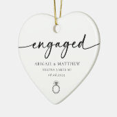 Verlobtes kalligrafisches Foto Keepake Keramik Ornament (Links)