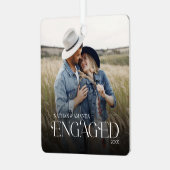 Verlobtes Minimal & Modernes Foto Ornament Aus Metall (Vorderseite links)