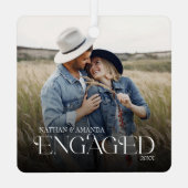 Verlobtes Minimal & Modernes Foto Ornament Aus Metall (Rückseite)