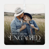 Verlobtes Minimal & Modernes Foto Ornament Aus Metall (Vorderseite)