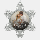 Verlobtes Minimal & Modernes Foto Schneeflocken Zinn-Ornament (Vorderseite)