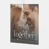 Verlobtes, Minimalistisches Foto Ornament Aus Glas (Vorderseite links)