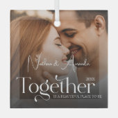 Verlobtes, Minimalistisches Foto Ornament Aus Glas (Vorderseite)