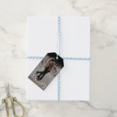 Verlobtes Minimalistisches Fun Typografy-Foto Geschenkanhänger (Mit Garn)