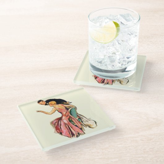 Verlobtes Paar Glasuntersetzer (Schrägansicht)