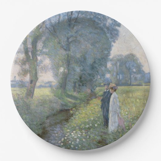 Verlobtes Paar (Hochzeit und Ehe) (Verlobung) Pappteller (Vorderseite)