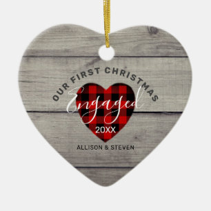 Verlobtes Rustikales Herz für Weihnachten Keramik Ornament