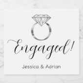 Verlobtes Silber Diamant Verlobung Ring Schaumweinetikett (Einzelnes Label)