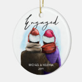 Verlobtes Skriptfarbenkupplung und Namen Keramik Ornament (Links)