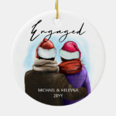 Verlobtes Skriptfarbenkupplung und Namen Keramik Ornament (Hinten)