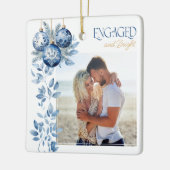 Verlobtes und helles 2-Quadrat-Verlobung-Foto Keramikornament (Links)