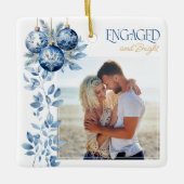 Verlobtes und helles 2-Quadrat-Verlobung-Foto Keramikornament (Vorderseite)