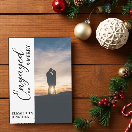 Verlobtes und Merry Couple Foto Feiertagskarte