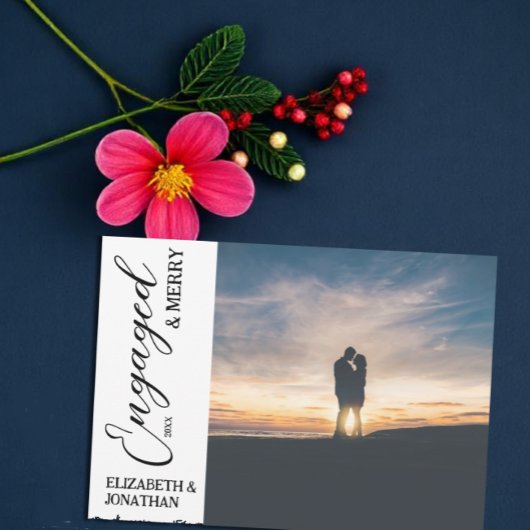 Verlobtes und Merry Couple Foto Feiertagskarte