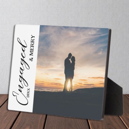 Verlobtes und Merry Couple Foto Fotoplatte