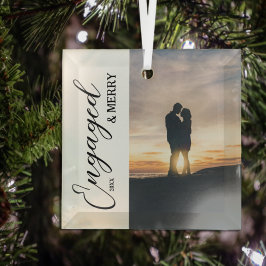 Verlobtes und Merry Couple Foto Ornament Aus Glas